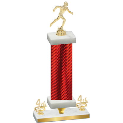 Premium Single Red Carbon Fiber Fourth Place Running Trophy