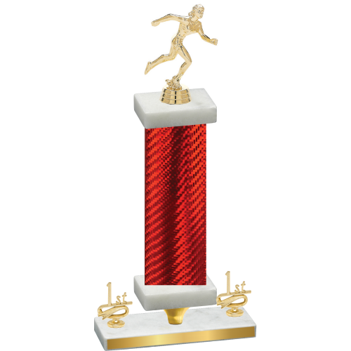 Premium Single Red Carbon Fiber First Place Running Trophy