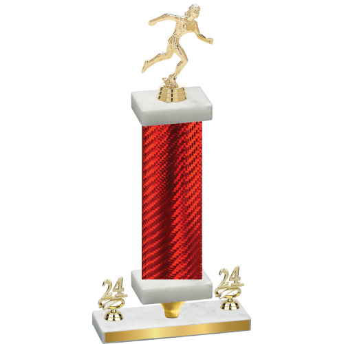 Premium Single Red Carbon Fiber Year Running Trophy