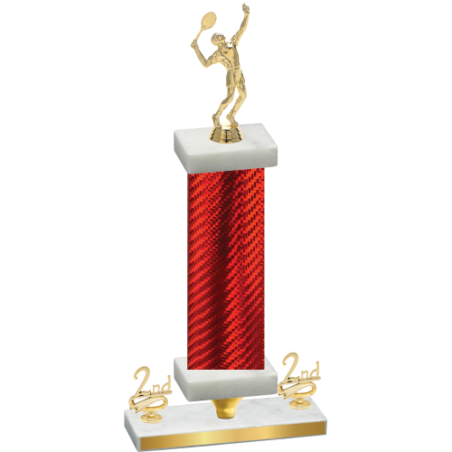 Premium Single Red Carbon Fiber Second Place Tennis Trophy