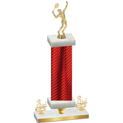 Premium Single Red Carbon Fiber Third Place Tennis Trophy