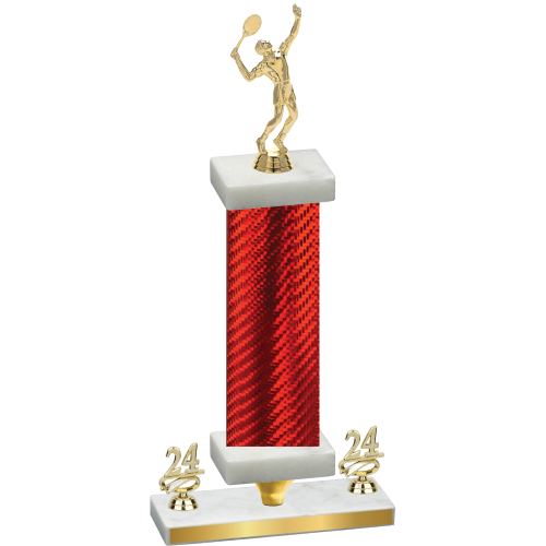 Premium Single Red Carbon Fiber Year Tennis Trophy