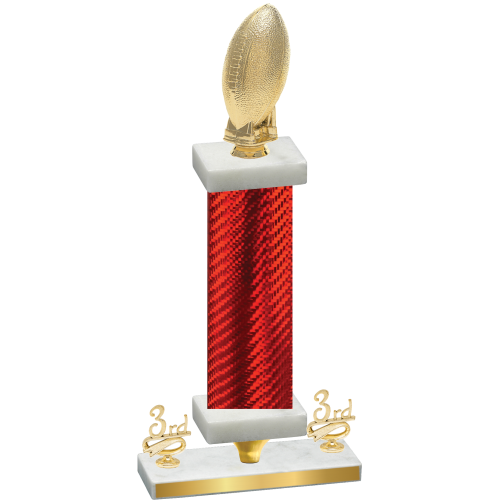 Premium Single Red Carbon Fiber Third Place Football Trophy