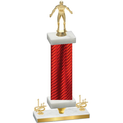 Premium Single Red Carbon Fiber First Place Wrestling Trophy