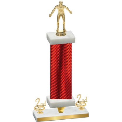 Premium Single Red Carbon Fiber Second Place Wrestling Trophy