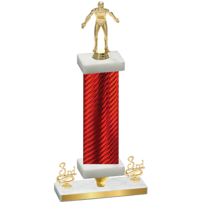 Premium Single Red Carbon Fiber Third Place Wrestling Trophy