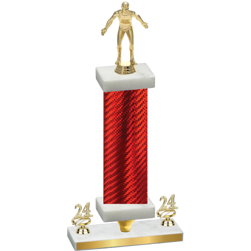 Premium Single Red Carbon Fiber Year Wrestling Trophy