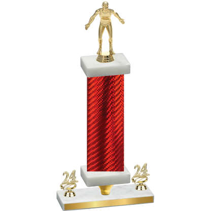 Premium Single Red Carbon Fiber Year Wrestling Trophy