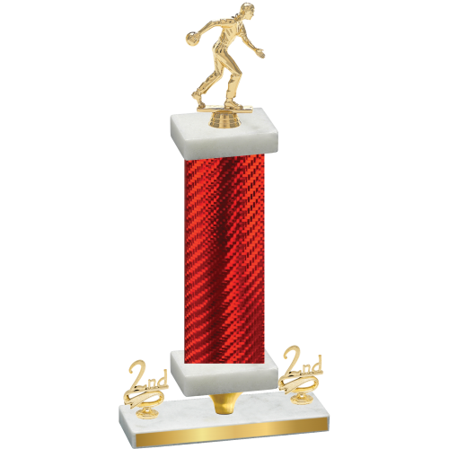 Premium Single Red Carbon Fiber Second Place Bowling Trophy