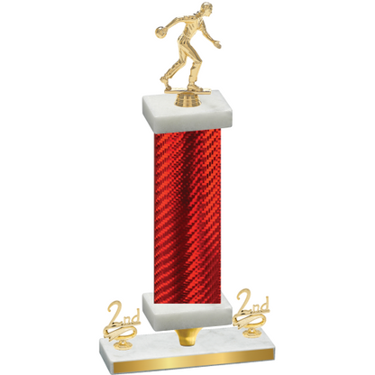 Premium Single Red Carbon Fiber Second Place Bowling Trophy