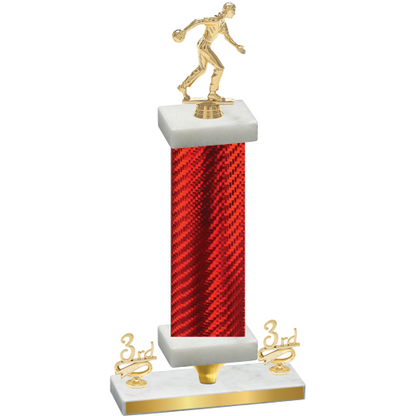 Premium Single Red Carbon Fiber Third Place Bowling Trophy