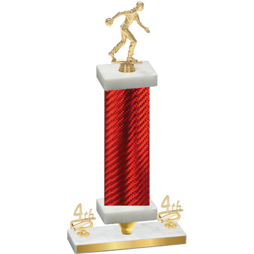 Premium Single Red Carbon Fiber Fourth Place Bowling Trophy
