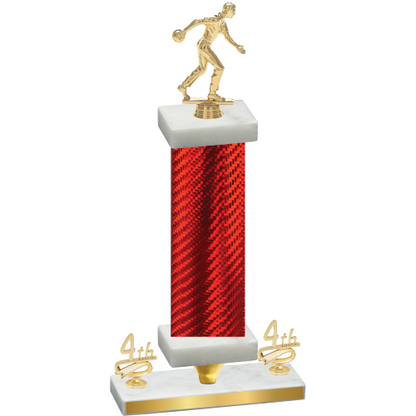 Premium Single Red Carbon Fiber Fourth Place Bowling Trophy