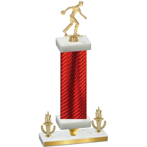 Premium Single Red Carbon Fiber Victory Bowling Trophy