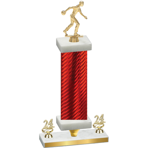 Premium Single Red Carbon Fiber Year Bowling Trophy