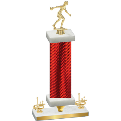 Premium Single Red Carbon Fiber First Place Bowling Trophy