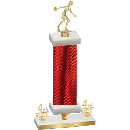 Premium Single Red Carbon Fiber Fourth Place Bowling Trophy