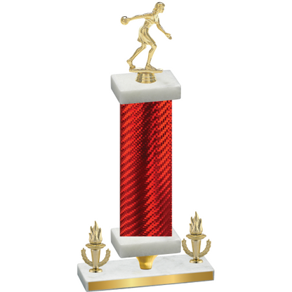 Premium Single Red Carbon Fiber Victory Bowling Trophy