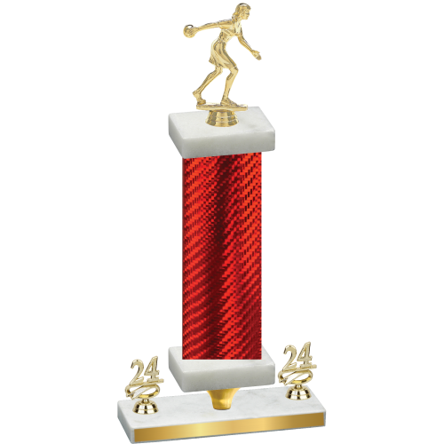 Premium Single Red Carbon Fiber Year Bowling Trophy