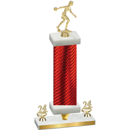 Premium Single Red Carbon Fiber Year Bowling Trophy