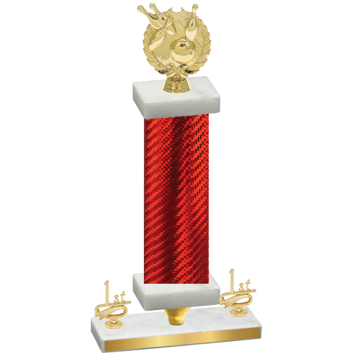 Premium Single Red Carbon Fiber First Place Bowling Trophy