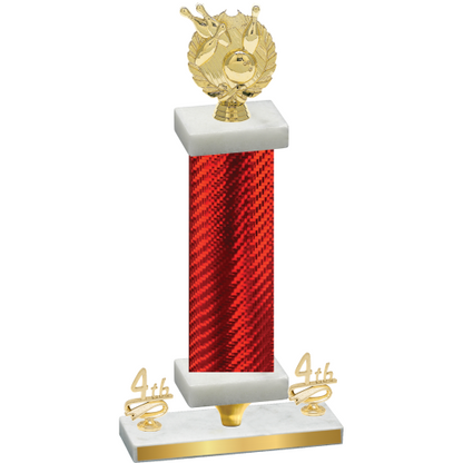Premium Single Red Carbon Fiber Fourth Place Bowling Trophy