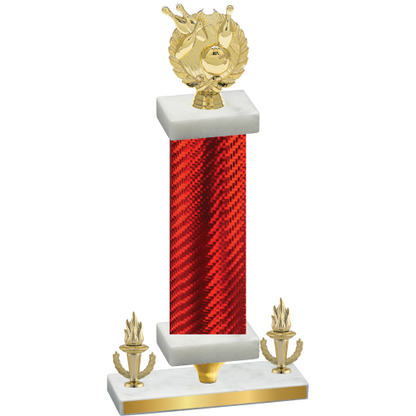 Premium Single Red Carbon Fiber Victory Bowling Trophy