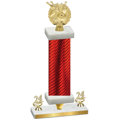 Premium Single Red Carbon Fiber Year Bowling Trophy