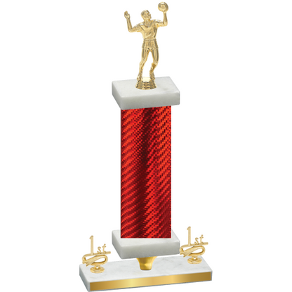 Premium Single Red Carbon Fiber First Place Volleyball Trophy