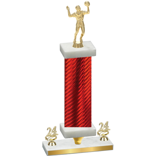 Premium Single Red Carbon Fiber Year Volleyball Trophy