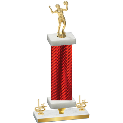 Premium Single Red Carbon Fiber First Place Volleyball Trophy