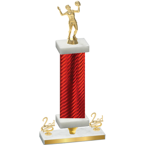 Premium Single Red Carbon Fiber Second Place Volleyball Trophy