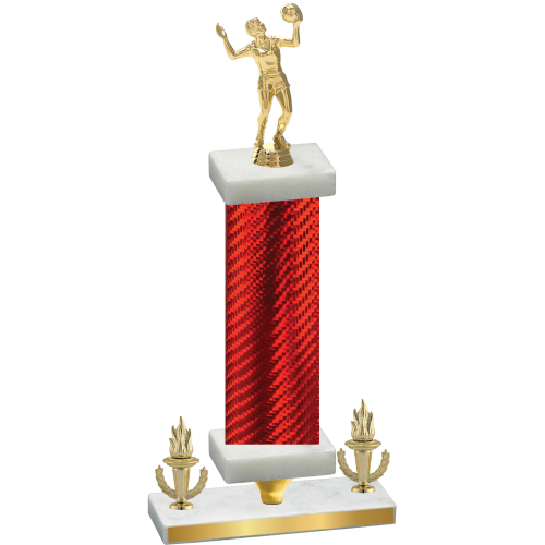 Premium Single Red Carbon Fiber Victory Volleyball Trophy