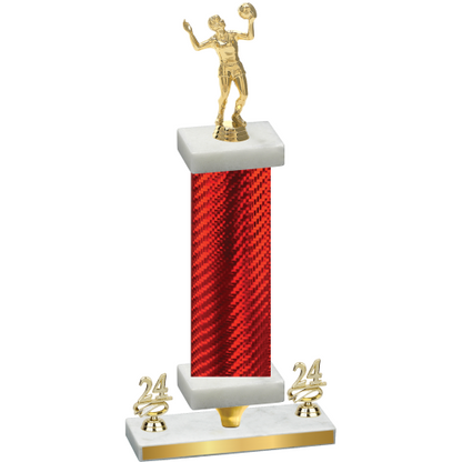 Premium Single Red Carbon Fiber Year Volleyball Trophy