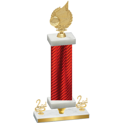 Premium Single Red Carbon Fiber Second Place Volleyball Trophy