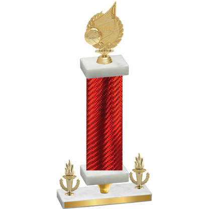 Premium Single Red Carbon Fiber Victory Volleyball Trophy