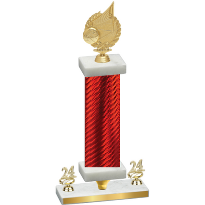 Premium Single Red Carbon Fiber Year Volleyball Trophy