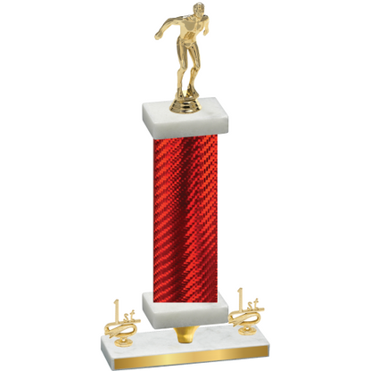 Premium Single Red Carbon Fiber First Place Swimming Trophy