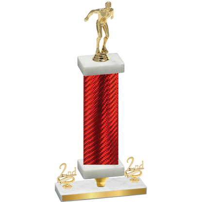 Premium Single Red Carbon Fiber Second Place Swimming Trophy