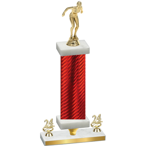 Premium Single Red Carbon Fiber Year Tennis Trophy