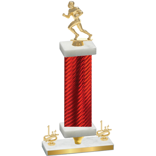 Premium Single Red Carbon Fiber First Place Football Trophy