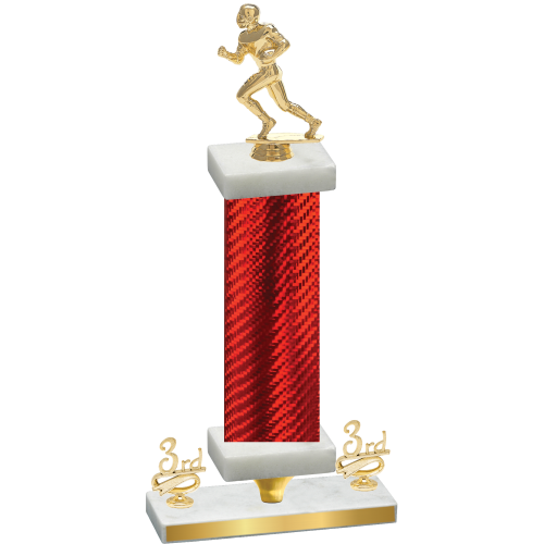 Premium Single Red Carbon Fiber Third Place Football Trophy