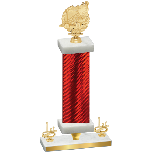 Premium Single Red Carbon Fiber First Place Swimming Trophy