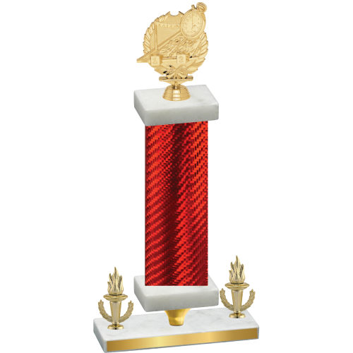 Premium Single Red Carbon Fiber Victory Swimming Trophy