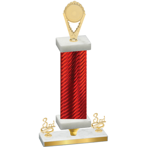 Premium Single Red Carbon Fiber Third Place Insert Trophy