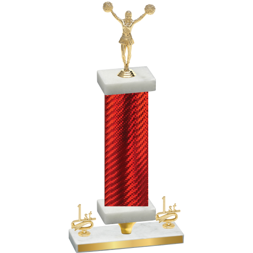 Premium Single Red Carbon Fiber First Place Cheerleading Trophy