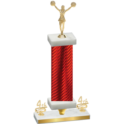 Premium Single Red Carbon Fiber Fourth Place Cheerleading Trophy