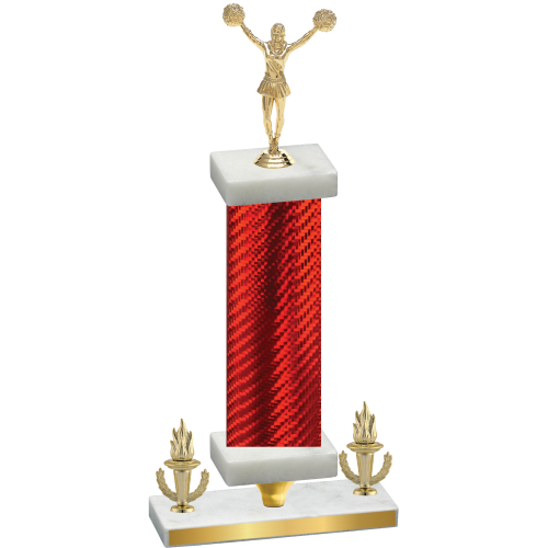 Premium Single Red Carbon Fiber Victory Cheerleading Trophy