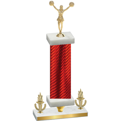 Premium Single Red Carbon Fiber Victory Cheerleading Trophy