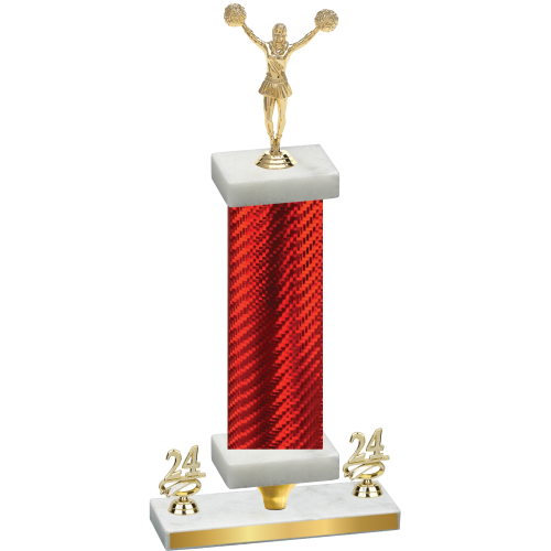 Premium Single Red Carbon Fiber Year Cheerleading Trophy